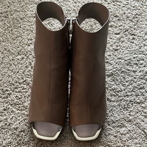 DKNY Brown/taupe/grey Peep-Toe Ankle Booties